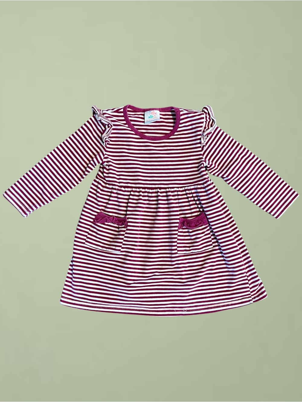 Stitchy Fish Maroon & White Striped Pocket Dress Sz 3T